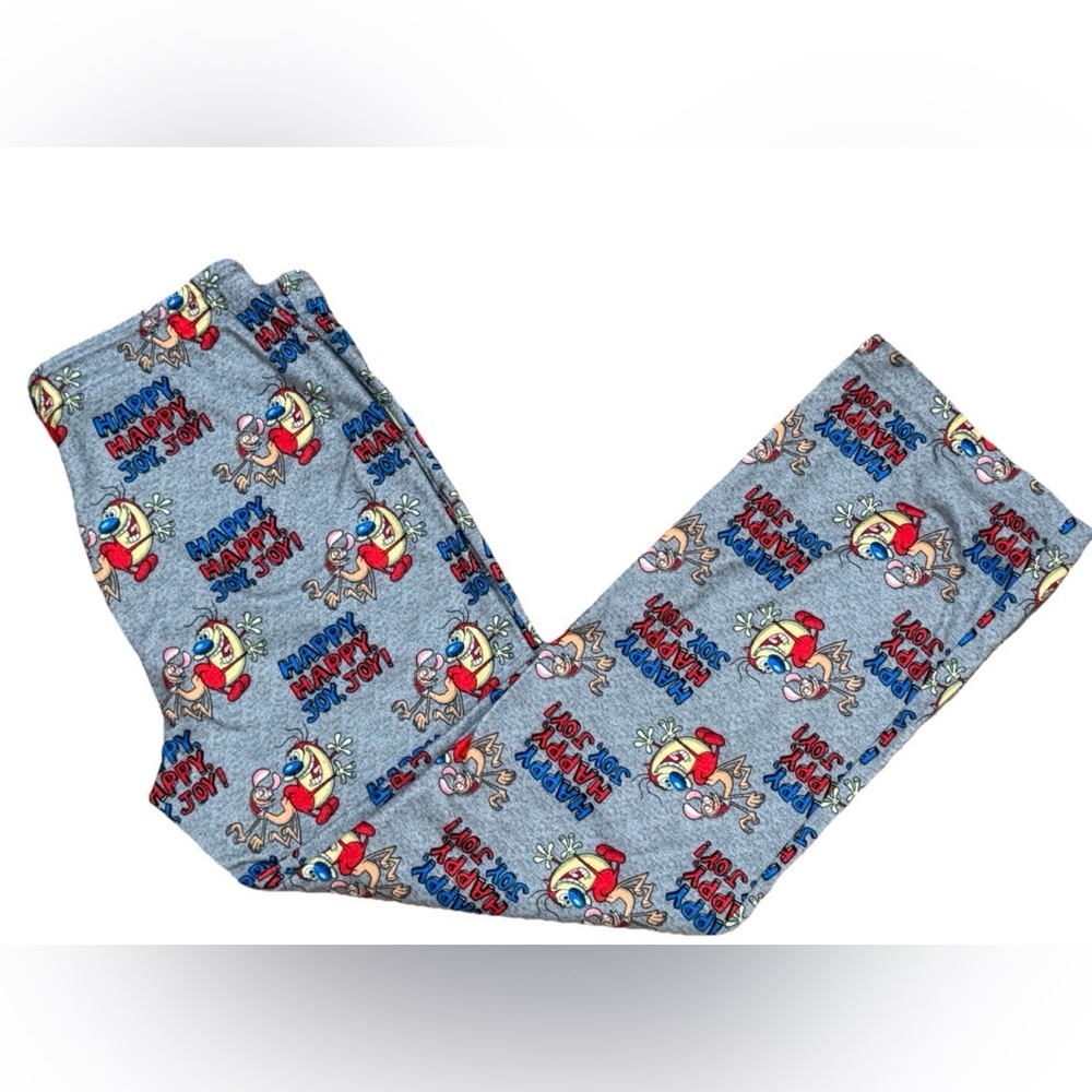 Nickelodeon REN & STIMPY Pajama Pants Drawstring Unisex Size Large 90s Cartoon